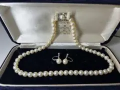 本真珠 ネックレス•イヤリングセット約40cm パール6.8ｍｍ、8mm
