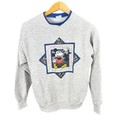 90s ミッキーマウス スウェット トレーナー USA製 グレー L ポケット付