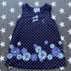 KUMIKYOKU ネイビー 水玉 花柄 ワンピース M