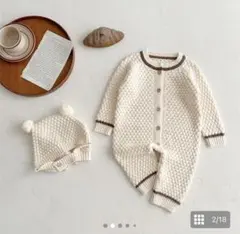 新品！Betty ボンボンニットくまロンパース＆帽子 韓国ベビー服 73cm