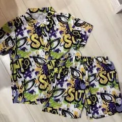 150センチグラフィティ柄 半袖シャツ ショートパンツ セットアップ