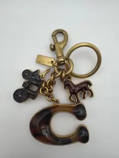 コーチ　キーホルダー チャーム べっ甲柄 Cロゴ　シグネチャー