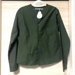 新品　パラスパレス ノーカラージャケット ブラウス 24SS カーキのサムネイル