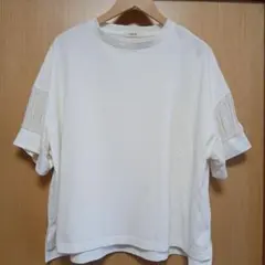 【未着用】studio CLIP ギャザー入りホワイトTシャツ