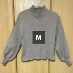 【coca】リブ編みハイネックセーター グレージュ クロップド丈