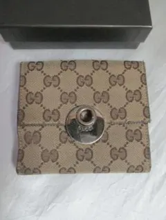 GUCCI グッチ 茶系GGキャンバス2つ折り財布