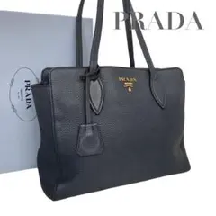 極美品 プラダ ヴィッテロダイノ 現行品 ハンドバッグ リバースステッチ レザー プラダ クロス ヴィッテロダイノレザー バッグ