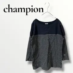 champion チャンピオン　ストライプ ネイビー　長袖Tシャツ　カットソー