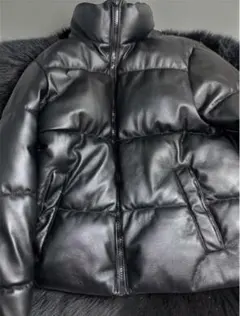 美品 ZARA レザーダウンジャケット M ブラック 本革 ユニセックス 人気