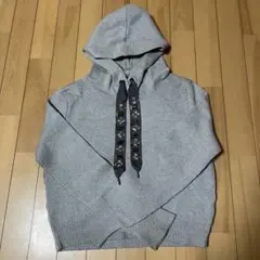 ザラ ZARA ビジュー付き グレーパーカー ニットパーカー