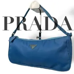 良品 4782 PRADA プラダ アクセサリーポーチ ナイロン ブルー