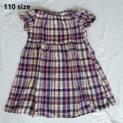 ブランシェス チェック柄半袖ワンピース 110サイズ 女の子 綿100%