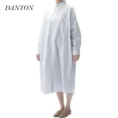 ダントン ボタンダウン シャツワンピース 長袖 スナップボタン サックス 36