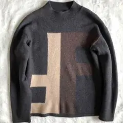 フェンディ FENDI ダークグレー FFロゴ ハイネックニット セーター