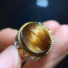 ⭐︎【高級】プラチナタイチンルチルクォーツ リング s925 14.2x 10mm 