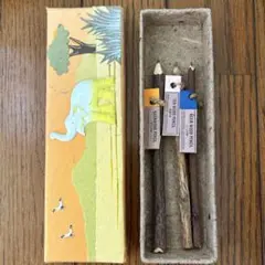 天然木鉛筆 3本セット サテンの木・紅茶の木・ニームの木&筆箱(象柄)