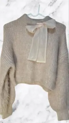 リボンニットトップス