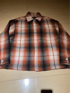 極美品 リーバイス オンブレチェック シャツジャケット オレンジ 黒 M
