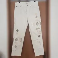 【POLO RALPH LAUREN】ビーズ刺繍 デニム パンツ 白 28サイズ