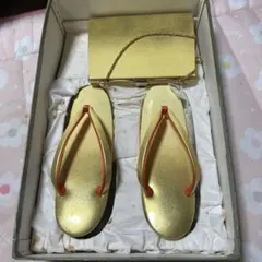 金色 草履とバッグのセット23センチ