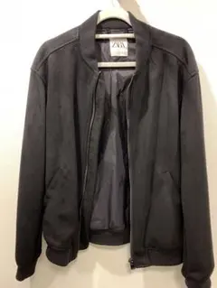 ブラック スエード風 ジップアップジャケット