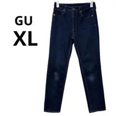 GU ジーユー ハイウエスト ストレートジーンズ 濃青 XL デニム 美脚