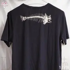魚の骨 プリント Vネック Tシャツ 美品 LAブランド プリント グラフィック