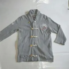 【古着】ニットジャケット 7分袖グレー Ｌ