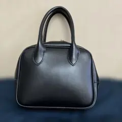 黒 合成皮革 ボストン型ハンドバッグ