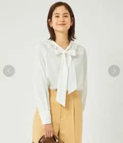 green label relaxing ボウタイ ギャザー 2WAY ブラウス