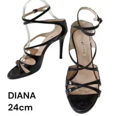 DIANA ブラック ストラップハイヒール 24cm