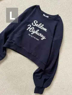 クロップド ロゴ スウェットシャツ L ネイビー UNIQLO GU