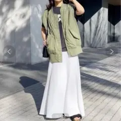 スピックアンドスパン　ミニ裏毛ルーズフレアスカート　スウェット　ホワイト　S