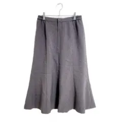 ロングスカート グレー L 13AR フレア 上品 カジュアル おでかけ