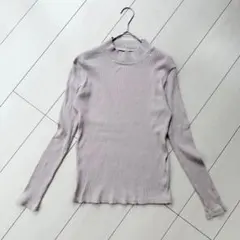 ユニクロ トップス リブ ハイネック 綿 Lサイズ 大きいサイズ ストレッチ有