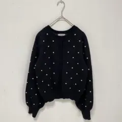 natural couture カーディガン　ドット　水玉　黒　ショート丈　秋