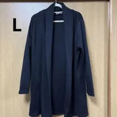 上品なセミ丈　カーディガン　ブラック
