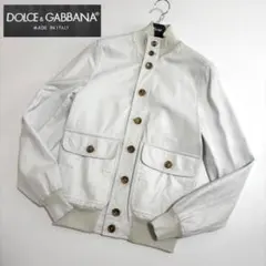 ドルチェ＆ガッバーナ ヴァルスタージャケット レザー 裏地総柄 羊革 L 白