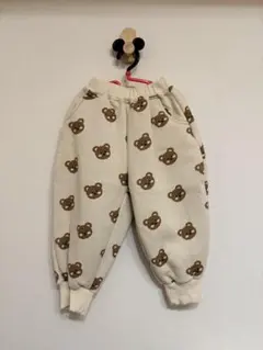 新品タグ付　aimoha 韓国子供服 ベア総柄裏フリーススウェットパンツ　100