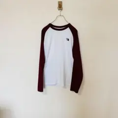 THE NORTH FACE ラグランスリーブ長袖カットソー ＸＬ　エンジ色