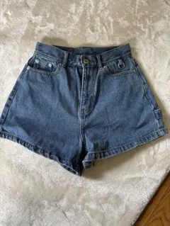 デニムブルー ハイウエストショートパンツ M
