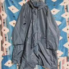 マタニティーネイビー ドット柄 フード付きレインコート