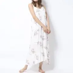 ジェラートピケ カップイン ルームウェア キャミ ロング丈 花柄