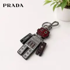 美品】プラダ 2PP040ロボット キーホルダー サフィアーノレザー 黒