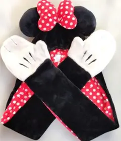ミニーマウス フリースフード 手袋付き !!