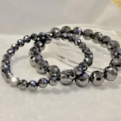 血流促進！健康・美容に♡テラヘルツ鉱石 きらきら多面カットブレスレット2本セット