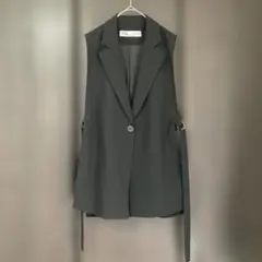ZARA ノースリーブ テーラードベスト ブラックのサムネイル