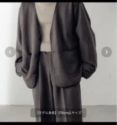 pnok パイピングノーカラージャケット パンツ セット