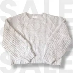 Leahmatin ケーブルニット セーター 長袖 ホワイト L 秋冬