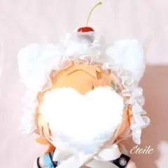 20cmぬいぐるみ　ヘッドドレス　わんぱくぬい　ねこ　チェリー×ホワイト
